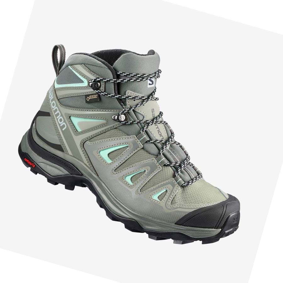 Tenis Senderismo Salomon WoX ULTRA 3 MID GORE-TEX Mujer Verde Oliva | MX 2820AHK